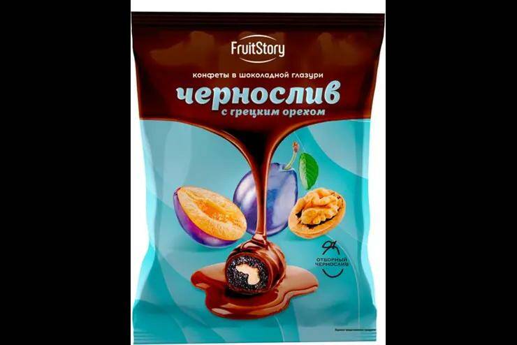 Конфеты  Fruistori Чернослив с грецким орехом в темной шоколадной глазури 500г/ Озерский Сувенир