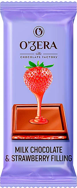 Шоколад молочный "О'zera" Milk & Strawberry filling  24г/Озерский Сувенир