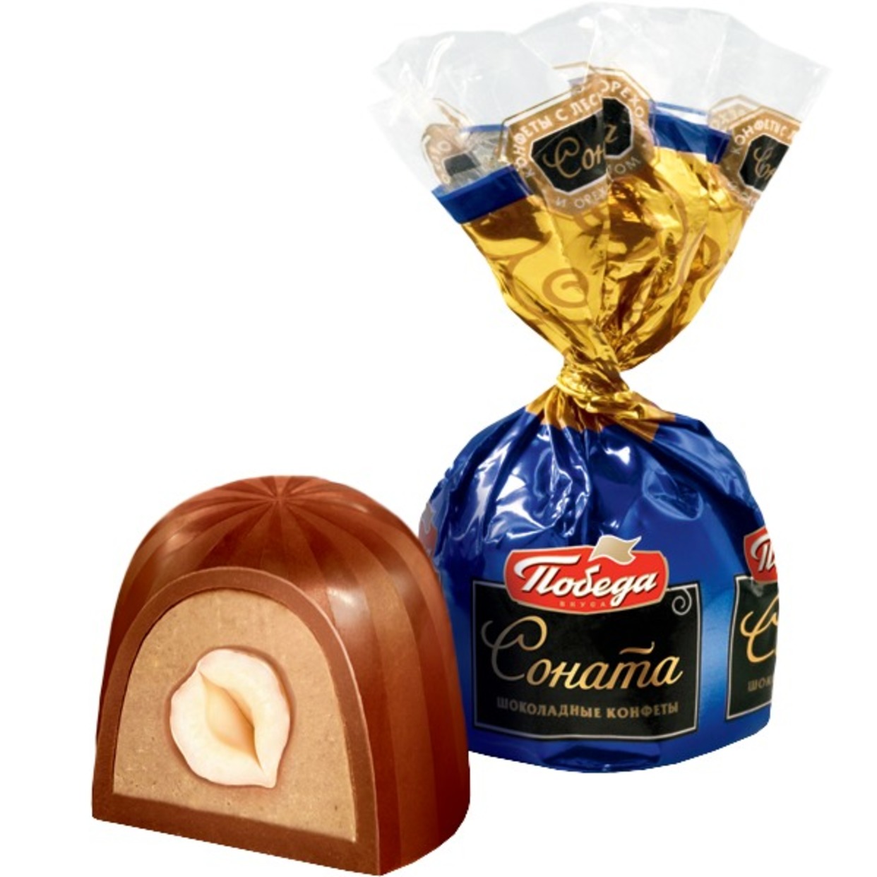Конфеты шоколадные "Соната" с лесным орехом и ореховым кремом 2кг/Победа