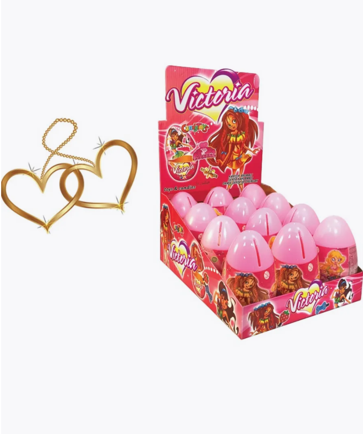 Яйцо "VICTORIA" пластиковое с игрушкой и драже 10г/12шт/Детки-Конфетки