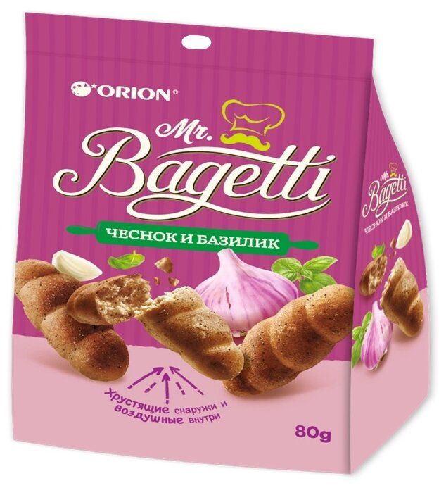 Печенье "Mr.Bagetti" Чеснок и Базилик 80 гр/Orion