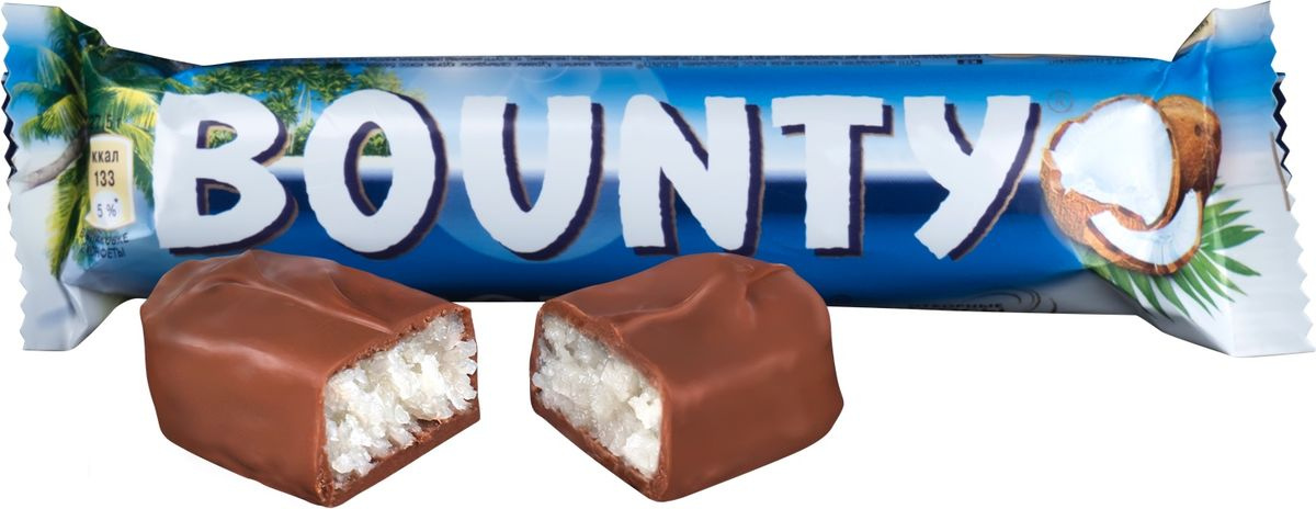 Шоколадный батончик Bounty 55г/32шт/Mars