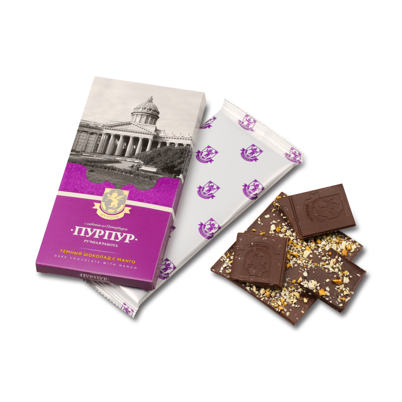 Шоколад темный с Манго 55% 85г/Пурпур