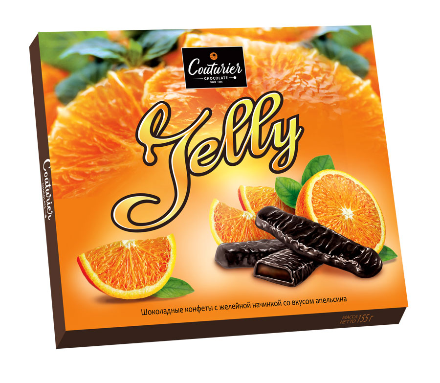 Набор конфет JELLY с желейной начинкой вкус апельсина 155г/Шоколадный Кутюрье