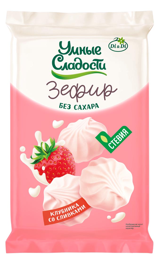 Зефир "Умные сладости" Клубника со сливками со стевией 150 гр/Ди энд Ди