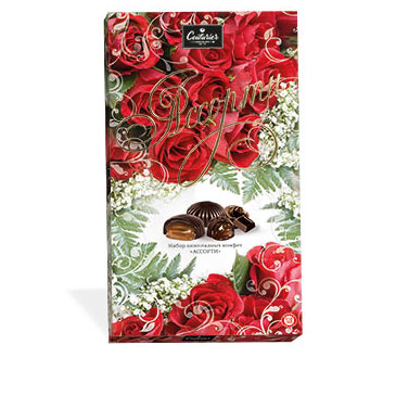 Набор конфет "Ассорти" Красные розы 130г/Шоколадный Кутюрье