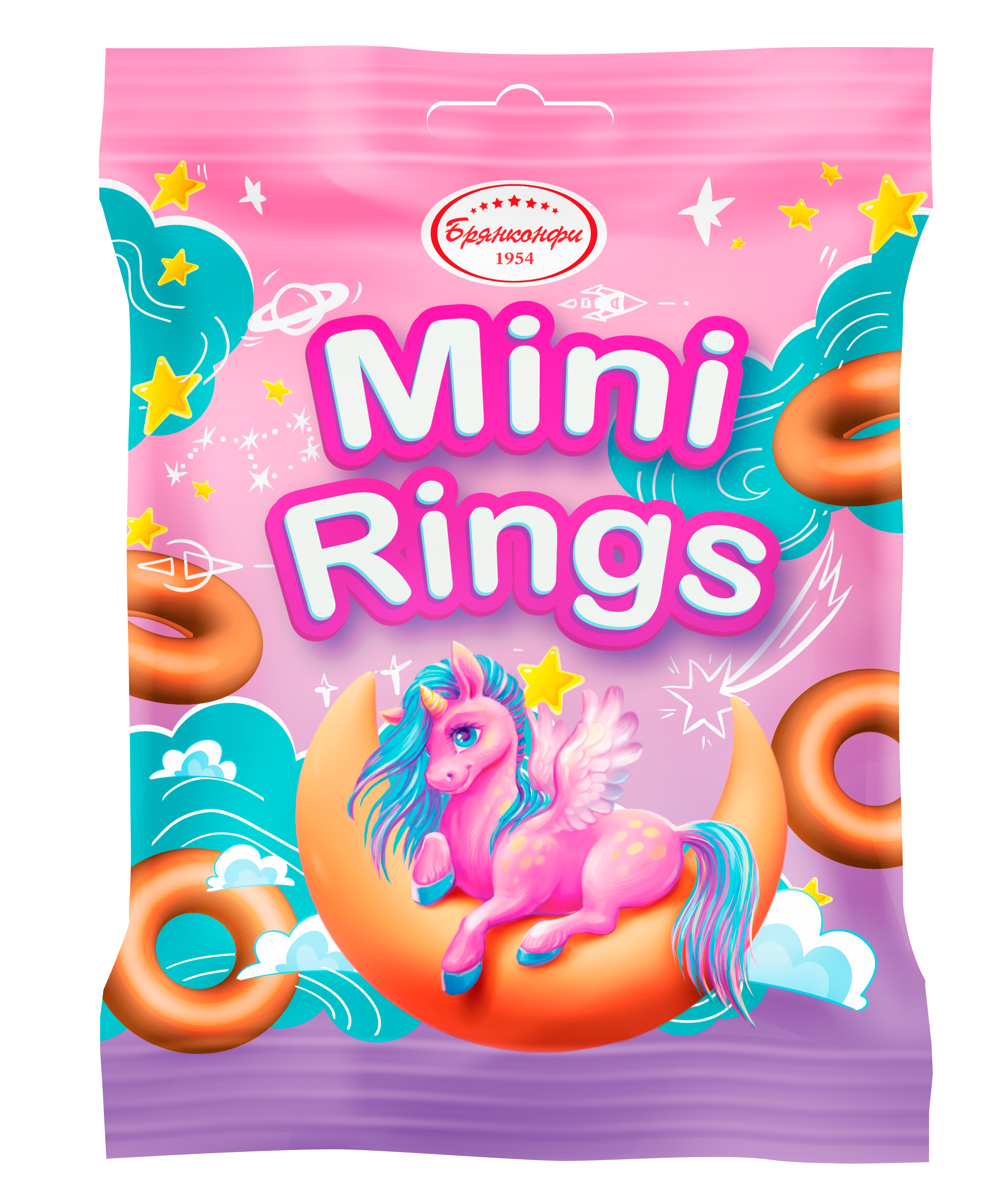 Сушки "Mini Rings" розовые 60г/18шт/Брянконфи