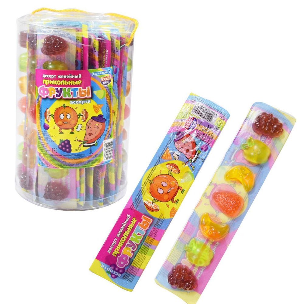 Десерт желейный "Прикольные фрукты" ассорти 40г/30шт/Candy Club