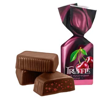 Конфеты "Truff-lе" (твист) с Вишневыми кусочками 1,5кг/Шоколадный Кутюрье