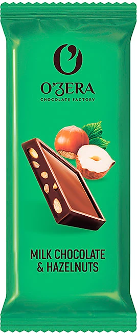 Шоколад молочный "О`zera" Milk & Hazelnuts 24г/30шт/Озерский Сувенир