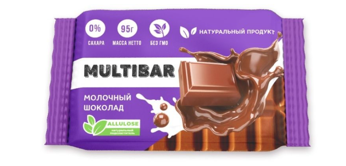 Шоколад "Multibar" молочный без сахара 95г/ФинТур