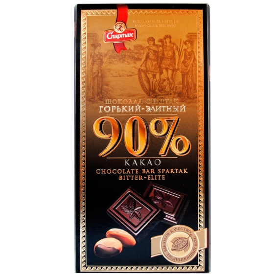 Шоколад Спартак горький элитный 90% пенал 90г/Спартак