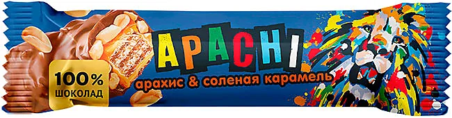 Батончик "APACHI" вафельный арахис и соленая карамель 40г/15шт/KDV