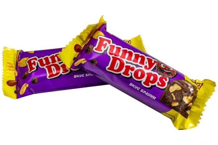 Конфеты "Funny Drops" с арахисом и воздушным рисом вкус Брауни 1 кг/Невский кондитер