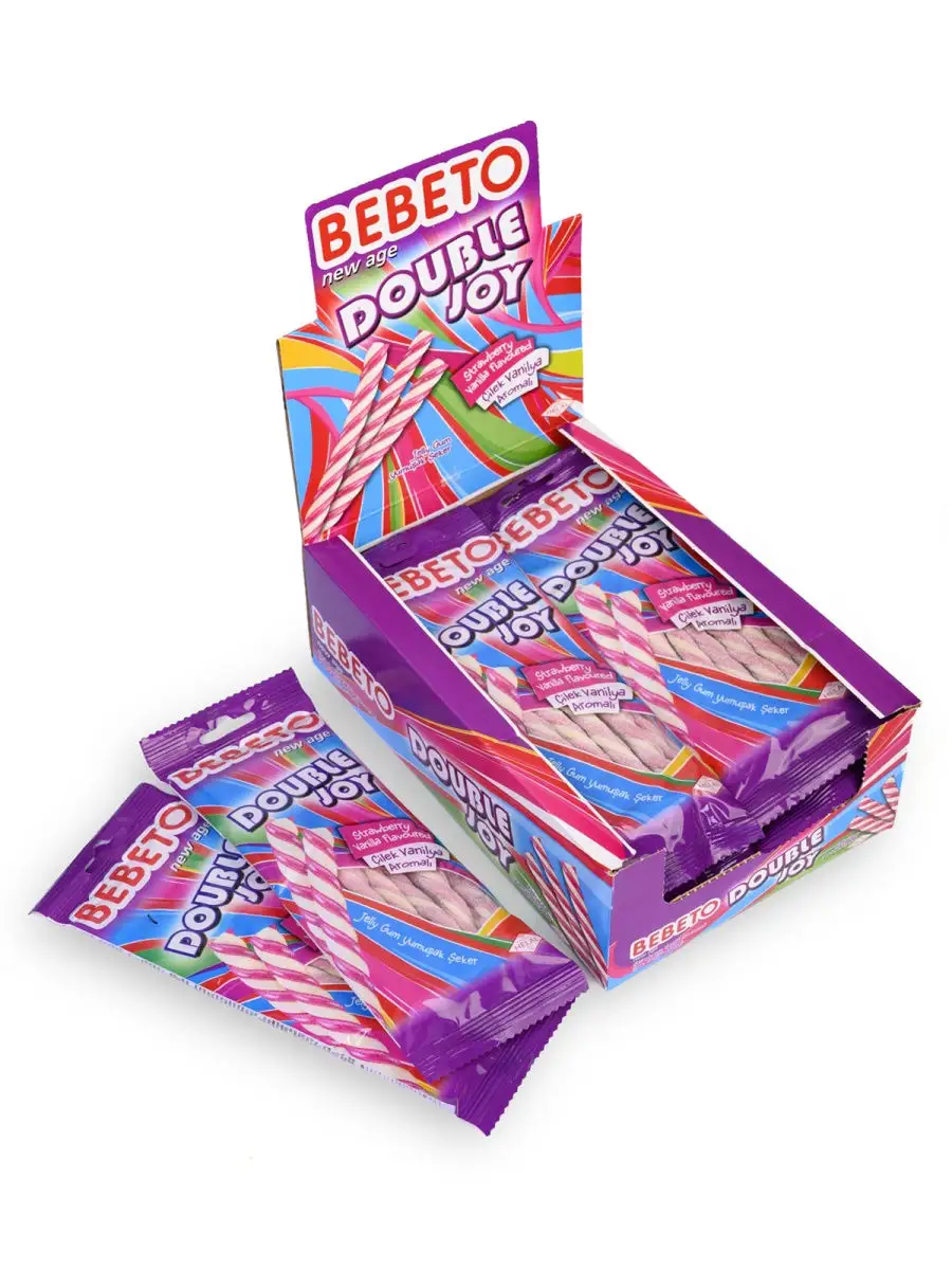 Мармелад жевательный "DOUBLE JOY" клубника .и ваниль 75г/12шт/Bebeto