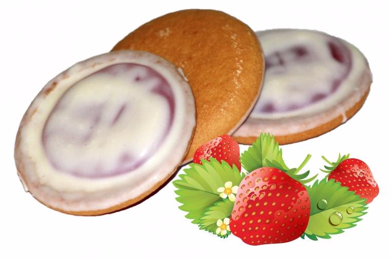 Печенье бисквитное "КиКо" в белой глазури с начинкой Клубника 1,2кг/Кинельский Кондитер