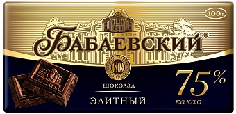 Шоколад "Бабаевский" Элитный 75%"какао 100г/17шт/4бл/Бабаевский