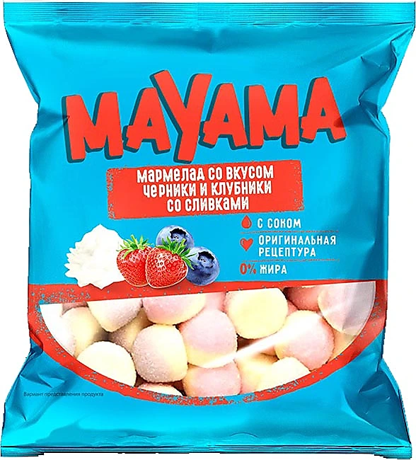 Мармелад жевательный "Mayama" вкус клубника и черника со сливками 70г/KDV