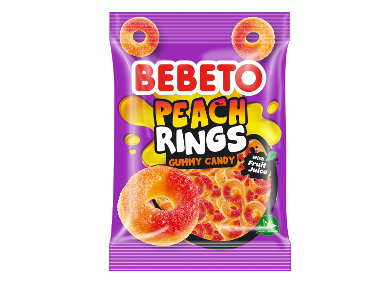 Мармелад жевательный "PEACH RINGS" 80г/12шт/Bebeto