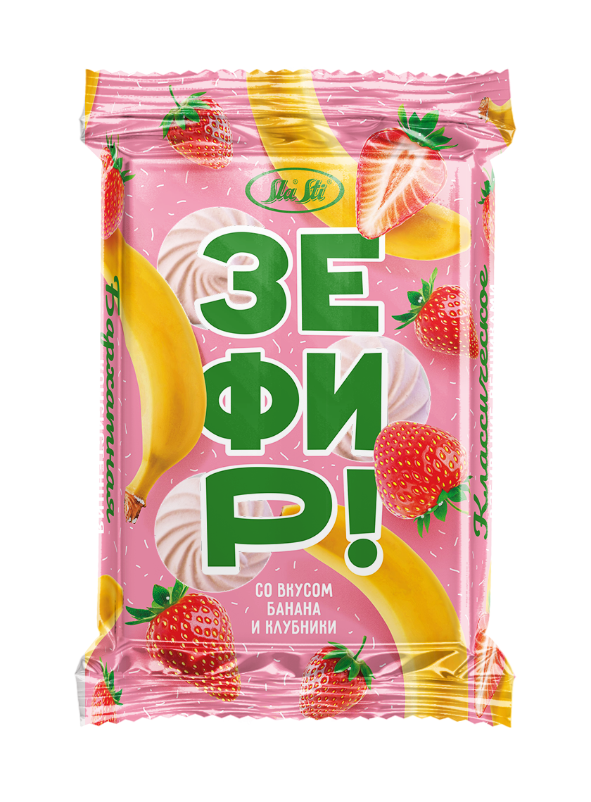 Зефир "Sla Sti" с начинкой со вкусом Банана и Клубники 320г/КФ Сласти