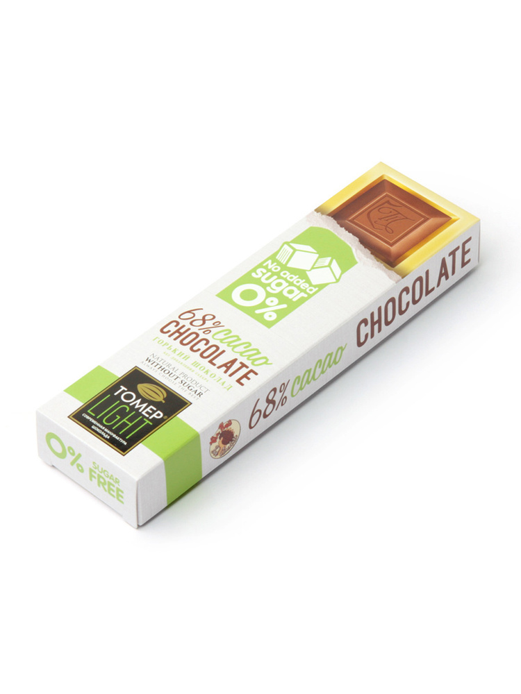 Шоколад "Light" горький 68% какао без добавления сахара 30г/Томер
