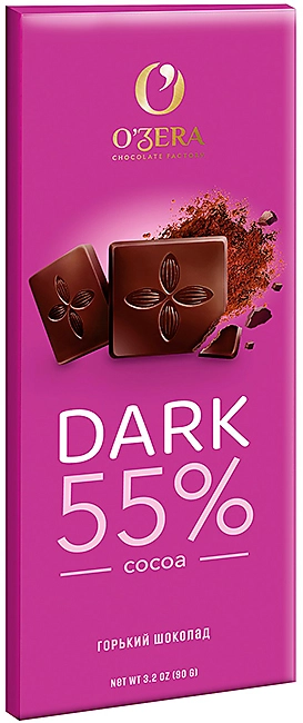 Шоколад горький О'zera "Dark 55%" 90г/Озерский Сувенир
