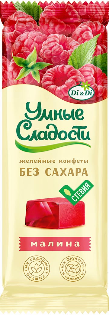 Конфеты "Умные сладости" желейные со вкусом Малины 90г/Ди энд Ди