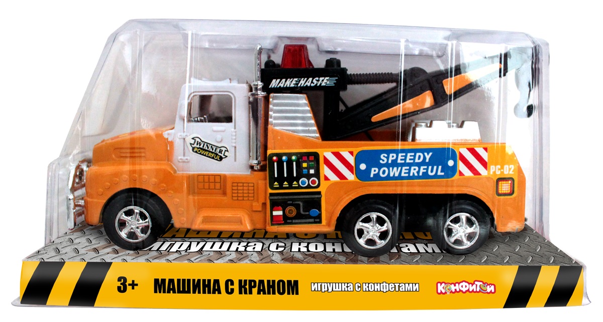 КТ93369 Машина с краном ПОШТУЧНО (инерц.мех-м) 17см (с конф 3г)/Конфитой