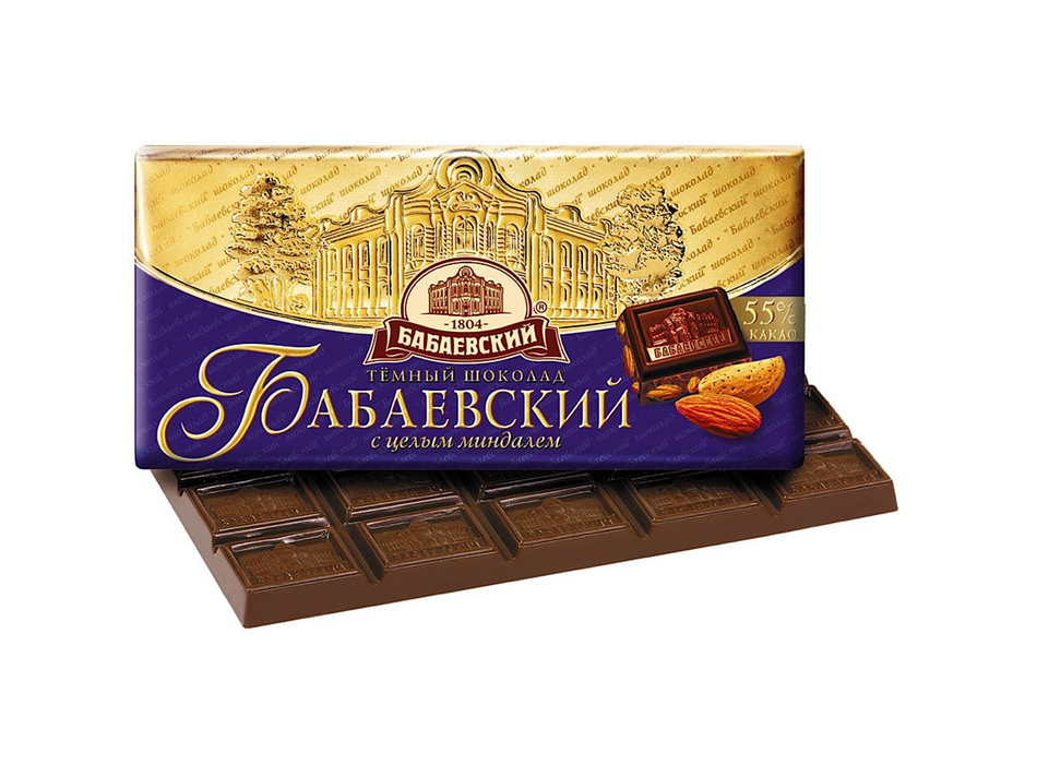 Шоколад "Бабаевский" темный с целым миндалем 56% какао 100г/Бабаевский