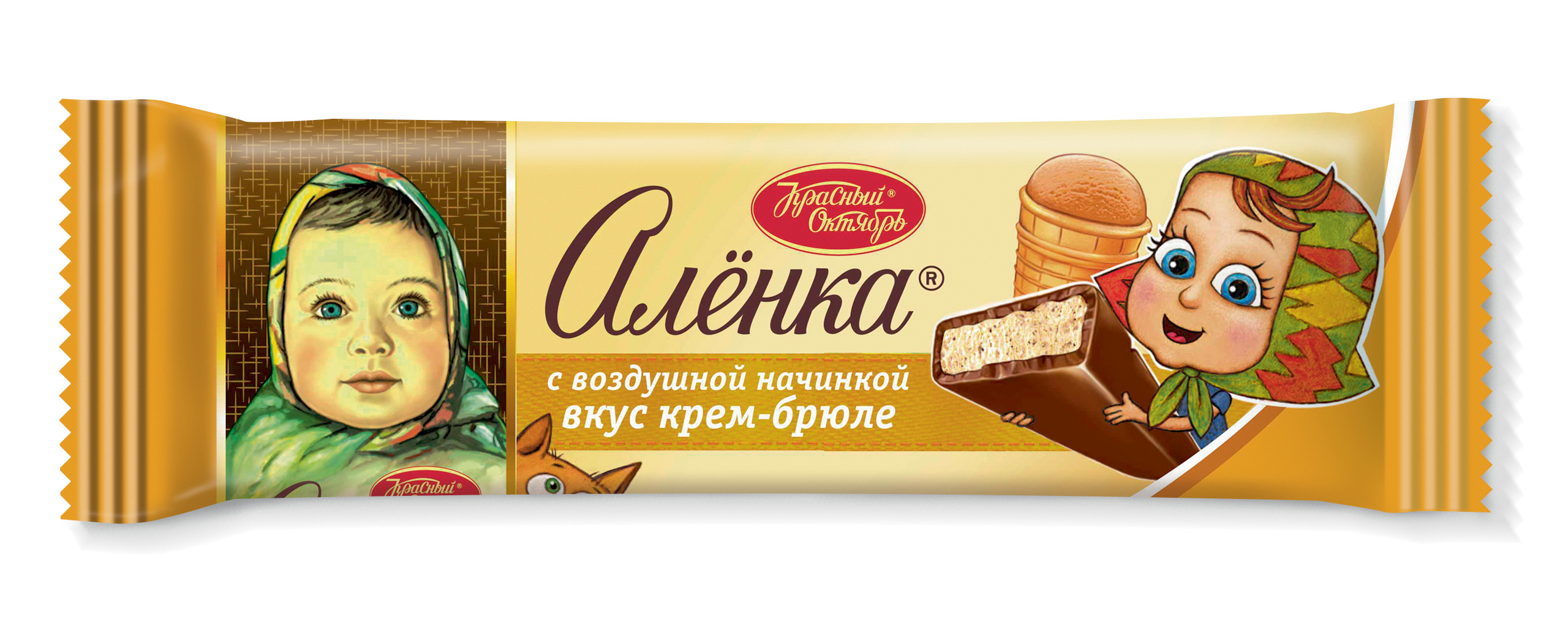 Шоколад "Аленка" с начинкой крем-брюле 42г/Красный Октябрь