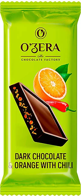 Шоколад темный О'zera "Dark Orange with chili" 24гр/30шт/Озерский Сувенир