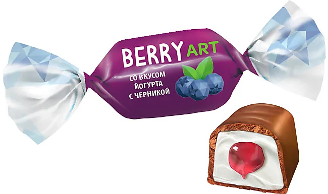 Конфеты "Berry Art" желейные глазированные Йогурт-Черника 500г/KDV