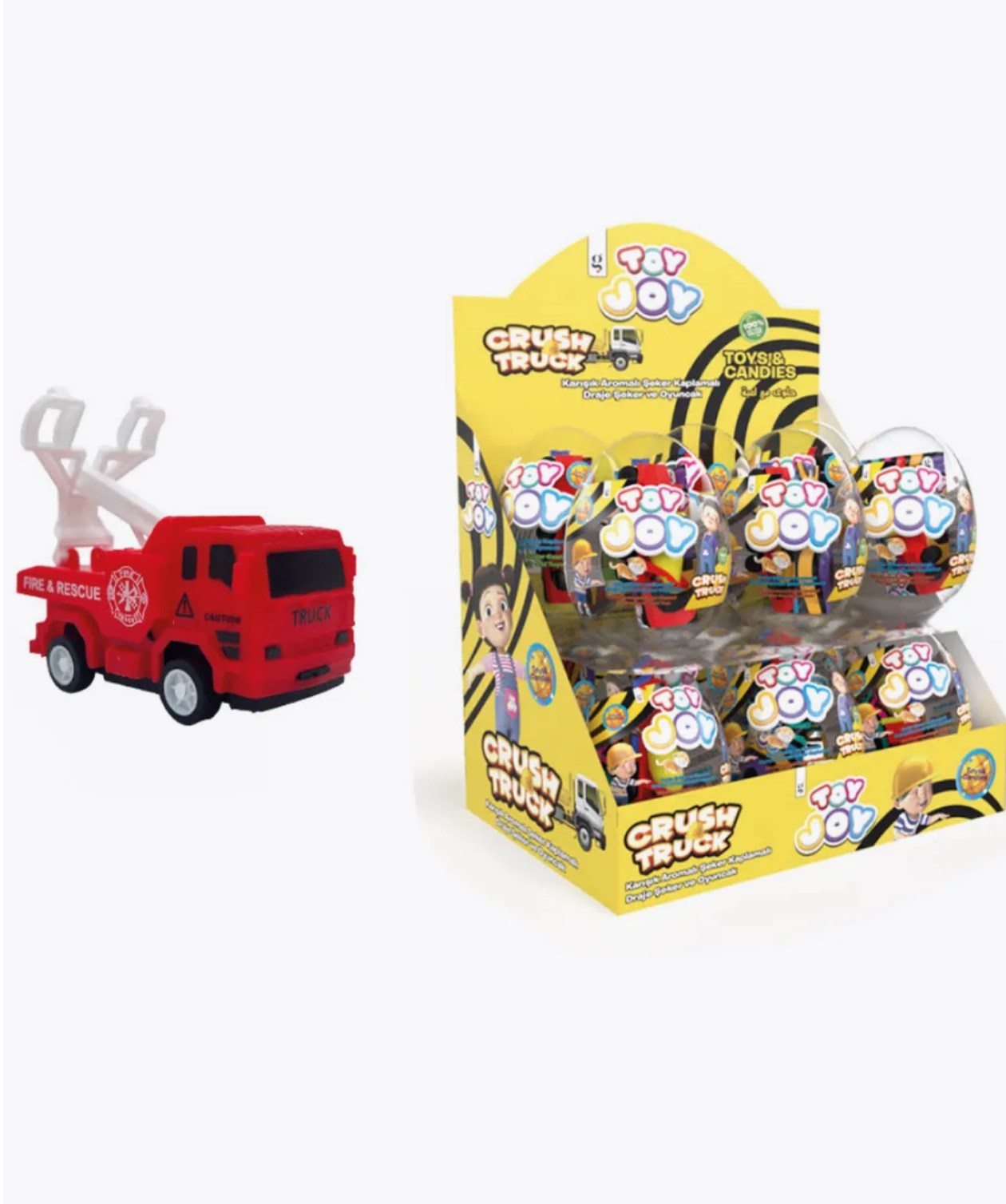 Яйцо "CRASH TRUCK" пластиковое с игрушкой и драже 20г/12шт/Детки-Конфетки