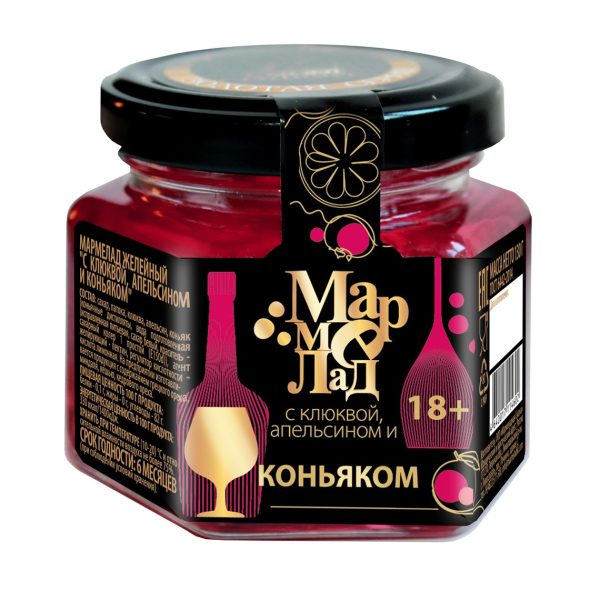 Мармелад с Клюквой , Апельсином и Коньяком ст/б 130г/Мармеладная сказка