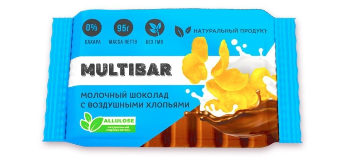 Шоколад "Multibar" молочный с воздушными хлопьями без сахара 95г/ФинТур