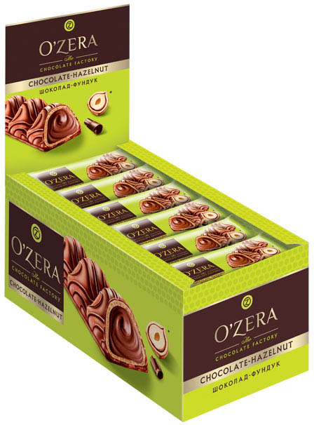 Вафельный батончик О`zera Chocolate Hazelnut 23г/24шт/Озерский Сувенир 