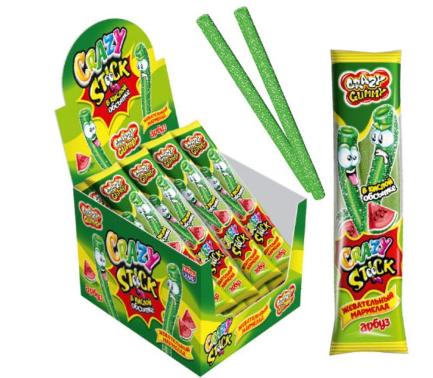 Мармелад «CRAZY GUMMY CRAZY STICK» жевательный со вкусом Арбуза 20г/24шт/Candy Club
