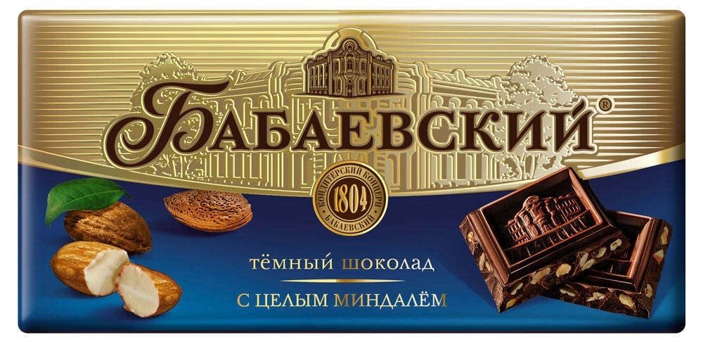 Шоколад "Бабаевский" темный с целым миндалем" 200г/Бабаевский
