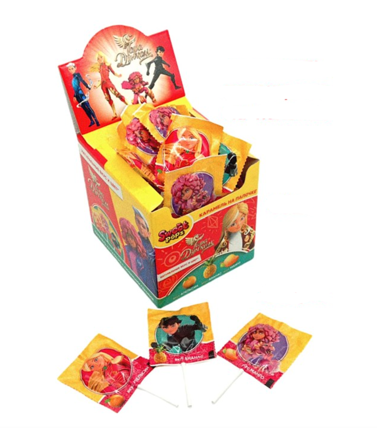 Карамель "SWEET POPS Тара Дункан" тропический микс 10г/50шт/Сладкая сказка