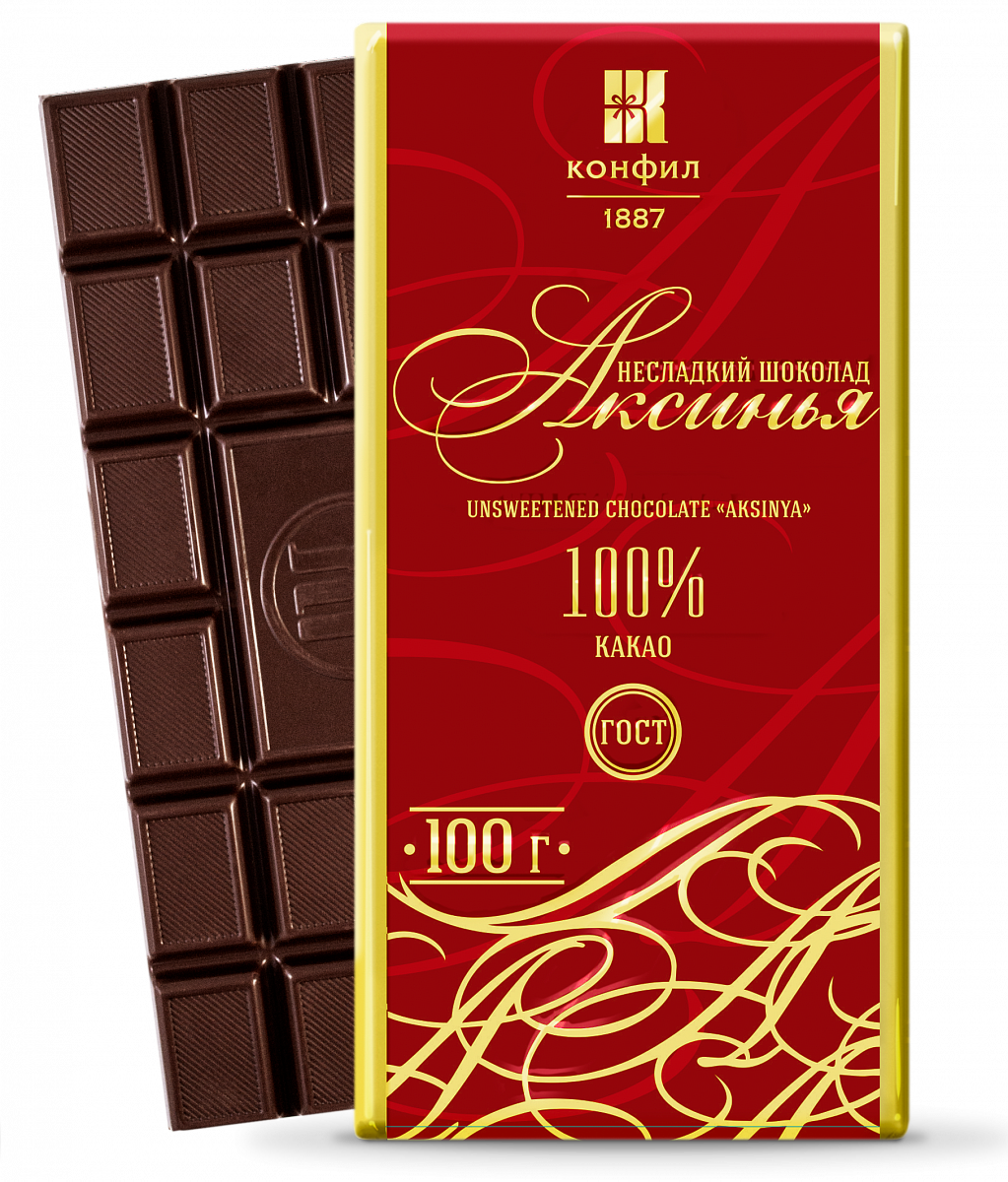 Шоколад "Аксинья" горький 100% какао 100г/КОНФИЛ