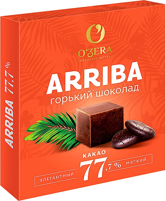 Шоколад О`Zera  ARRIBA 77,7% 90г/6шт/6бл/Озерский Сувенир