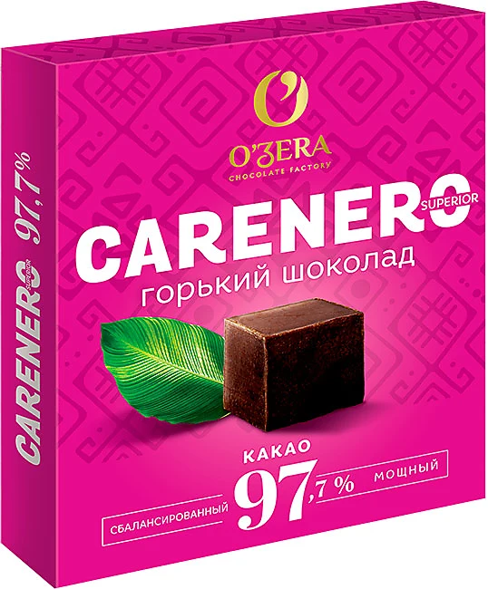 Шоколад О`Zera Carenero Superior 97.7% 90г/6шт/Озерский Сувенир