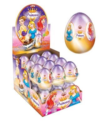 Яйцо "Princess" из кондитерской глазури с cюрпризом 25г/24шт/Детки-Конфетки