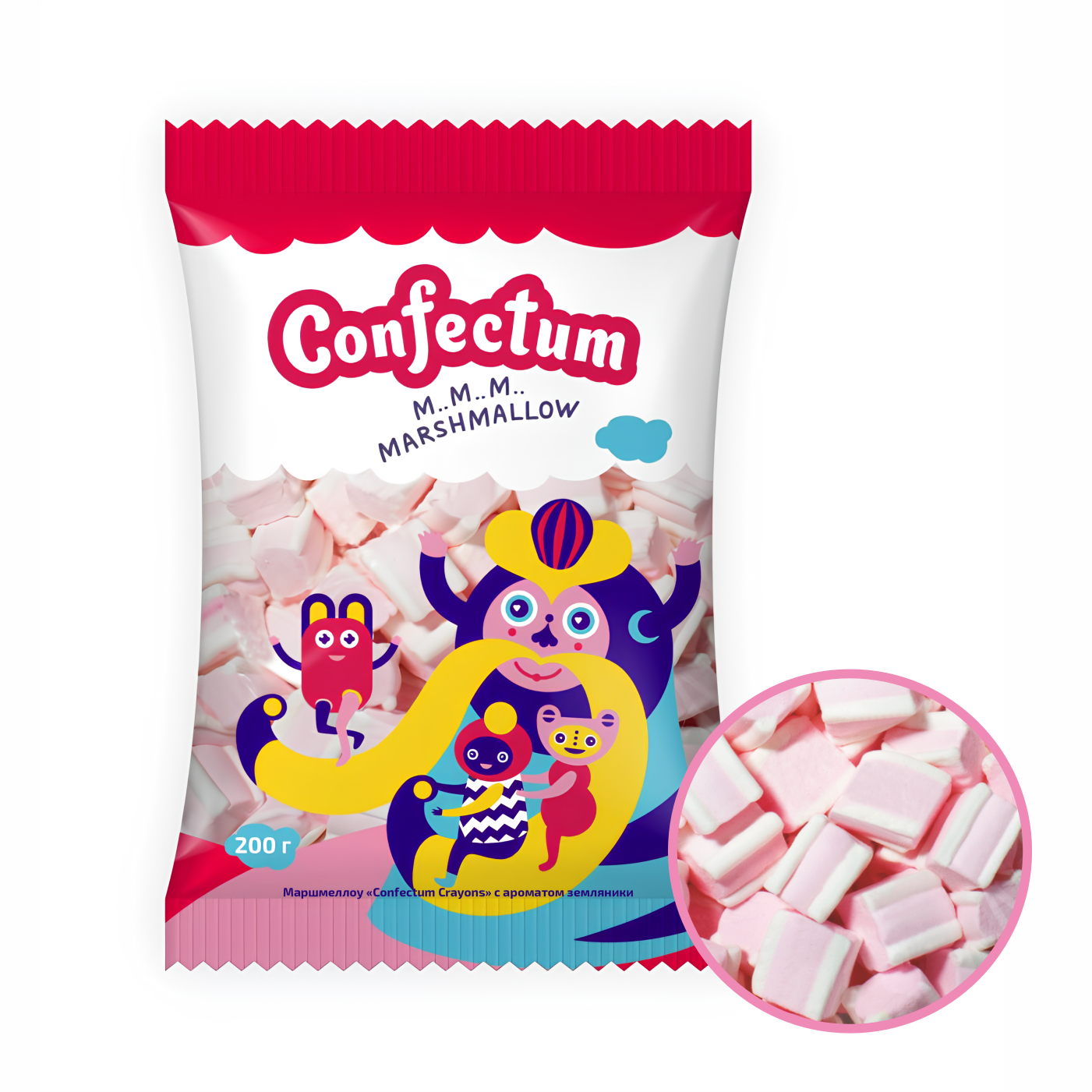 Маршмеллоу "Confectum Crayons" земляника 200г/Конфектум