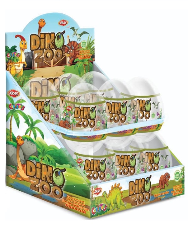 Яйцо "DINO ZOO" пластиковое с игрушкой  драже 20г/12шт/Детки-Конфетки