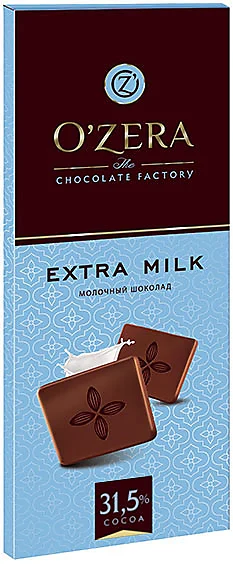 Шоколад молочный "О`zera Extra milk"  90г/Озерский Сувенир