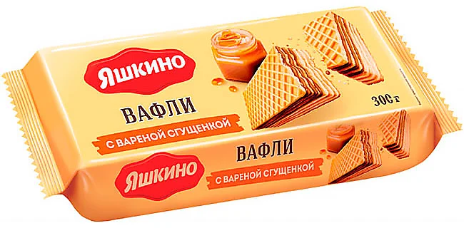 Вафли "Яшкино" с вареной сгущенкой 300г/KDV