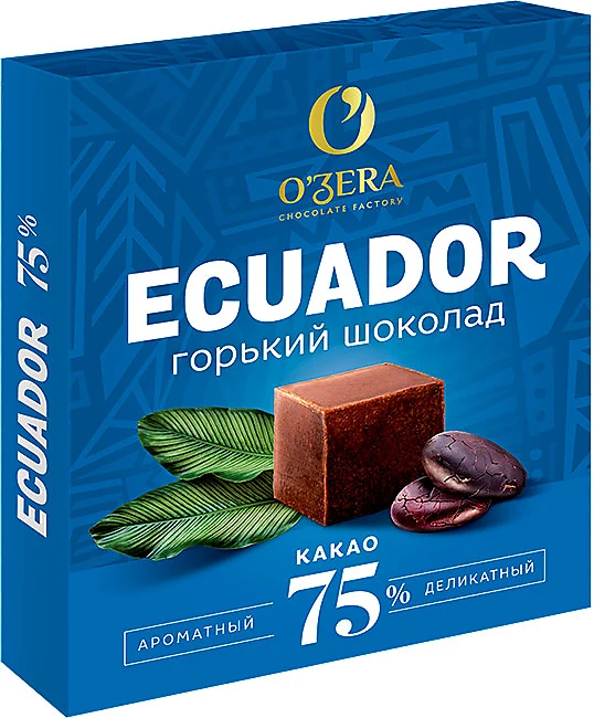 Шоколад О`Zera Ecuador 75% 90г/6шт/6бл/Озерский Сувенир