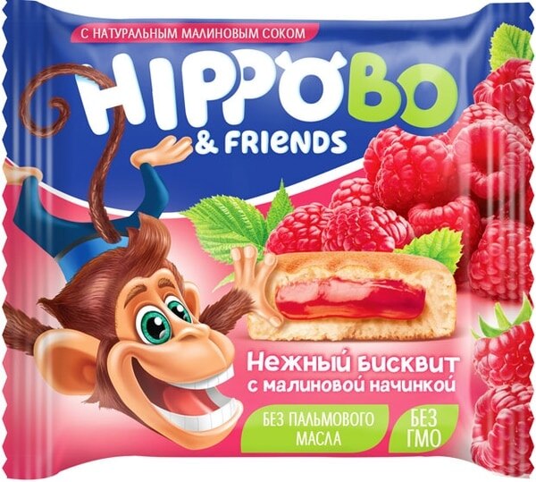 Пирожные Hippo Bo с малиновой начинкой 32г/KDV