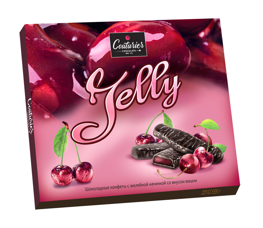 Набор конфет JELLY с желейной начинкой вкус вишни 155г/Шоколадный Кутюрье